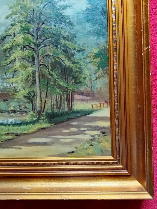 Stary obraz na płótnie sygnowany 1970 rok  .