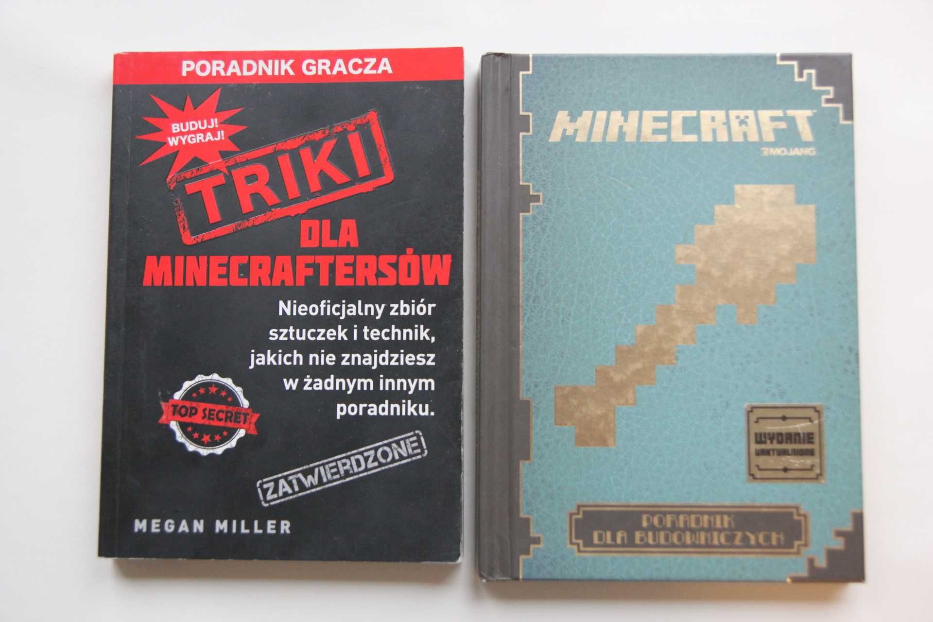 2 książki Triki dla minecraftersów i Poradnik dla budowniczych