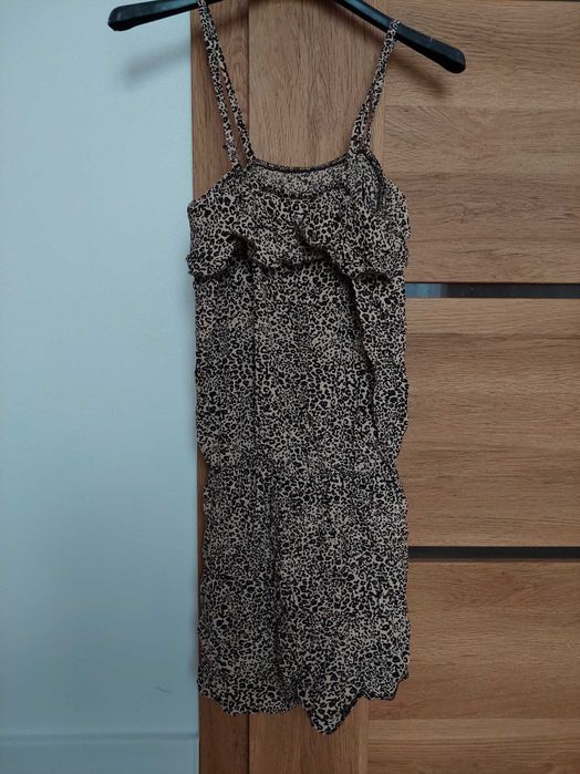 Beżowy kombinezon w panterkę New look S