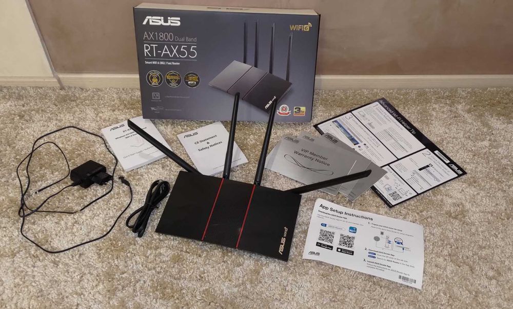 Маршрутизатор (роутер) Asus RT-AX55 AX1800 WiFi6 AiMesh MU-MIMO