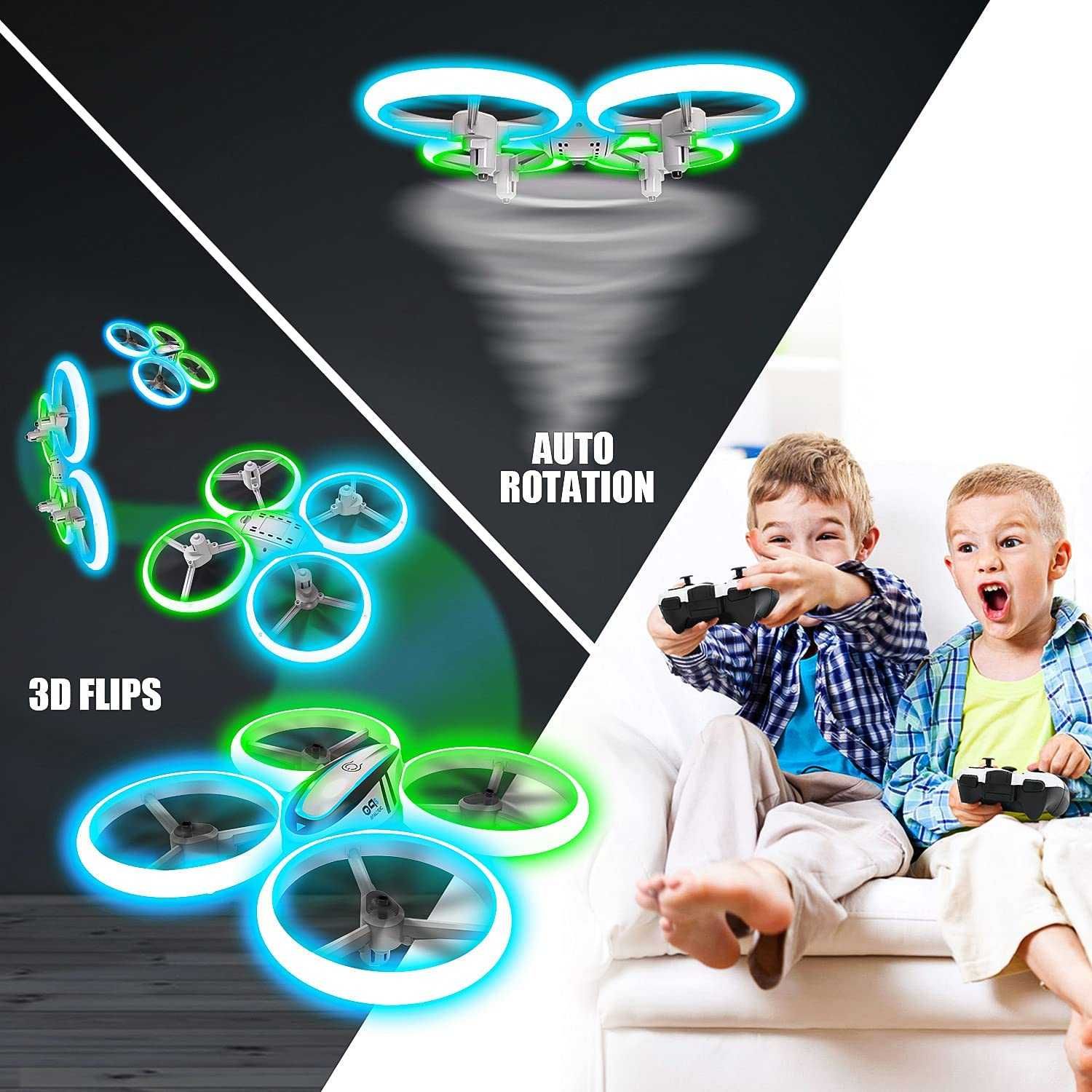 Drone com luzes azuis e verdes, novo