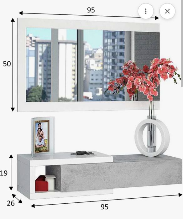 Móvel de entrada com espelho