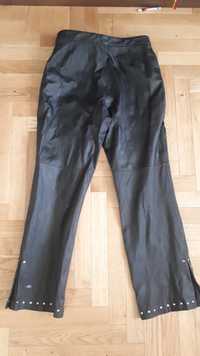 czarne spodnie ze skóry naturalnej damskie spodnie skórzane r 42