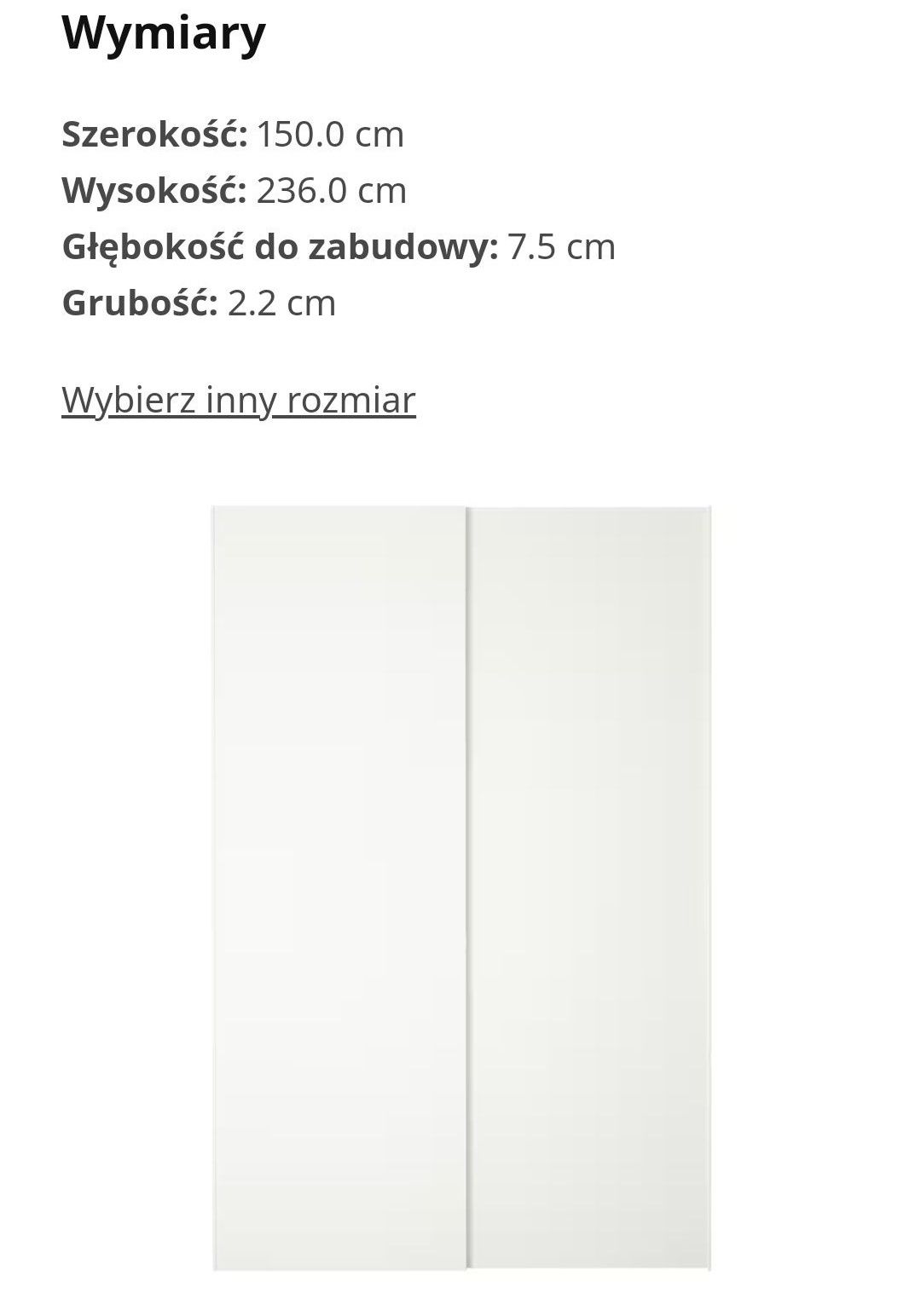 Drzwi przesuwne szafy ikea hasvik 150x236 biały mat