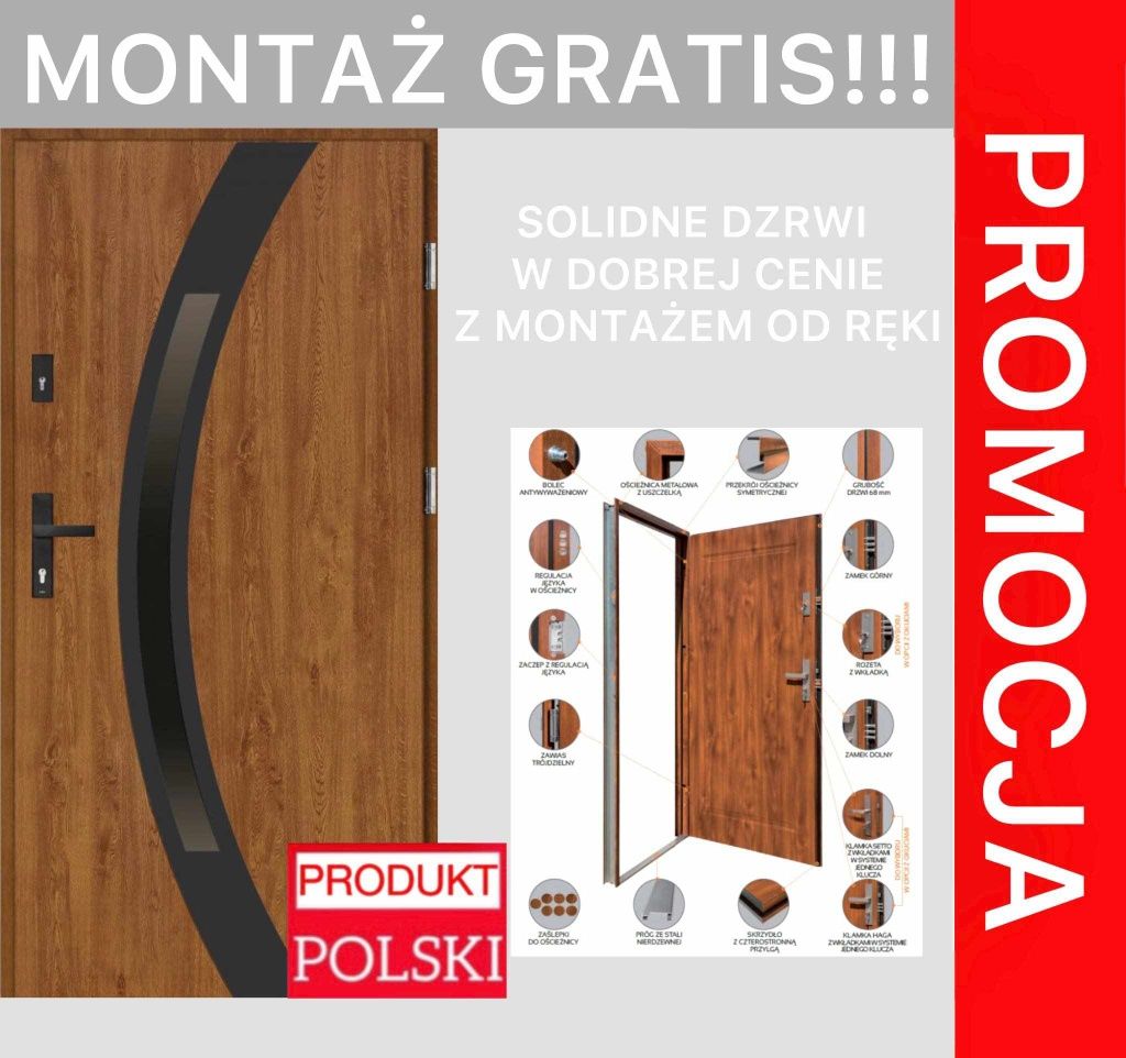 Drzwi zewnętrzne z montażem do bloku