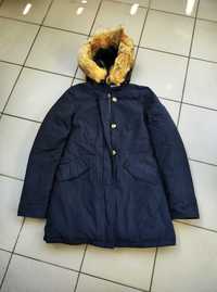 Kurtka zimowa parka Woolrich damska futro granatowa r. M