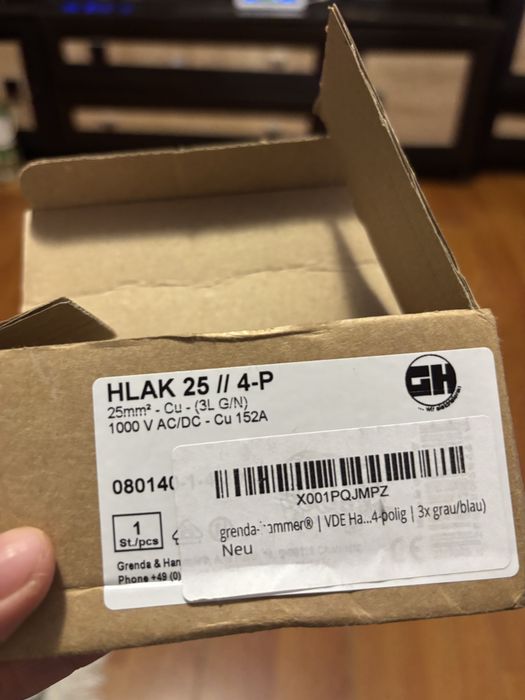 Клемна колодка Hauptleitungsklemme 5-полюсна L/N/PE 080110-X-4