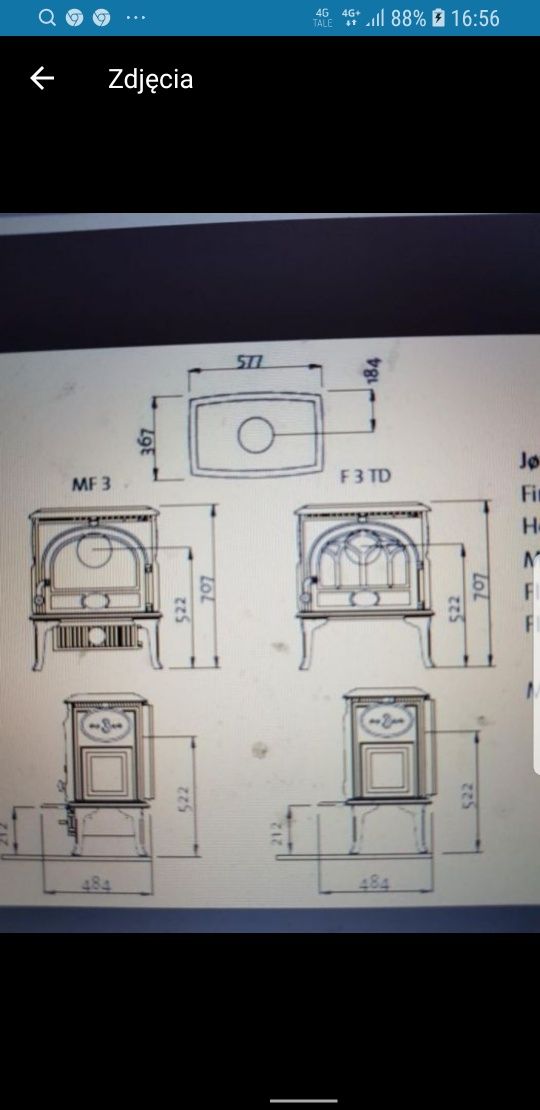 Jotul 3 piec kominek koza w ciemnej farbie  9 kw