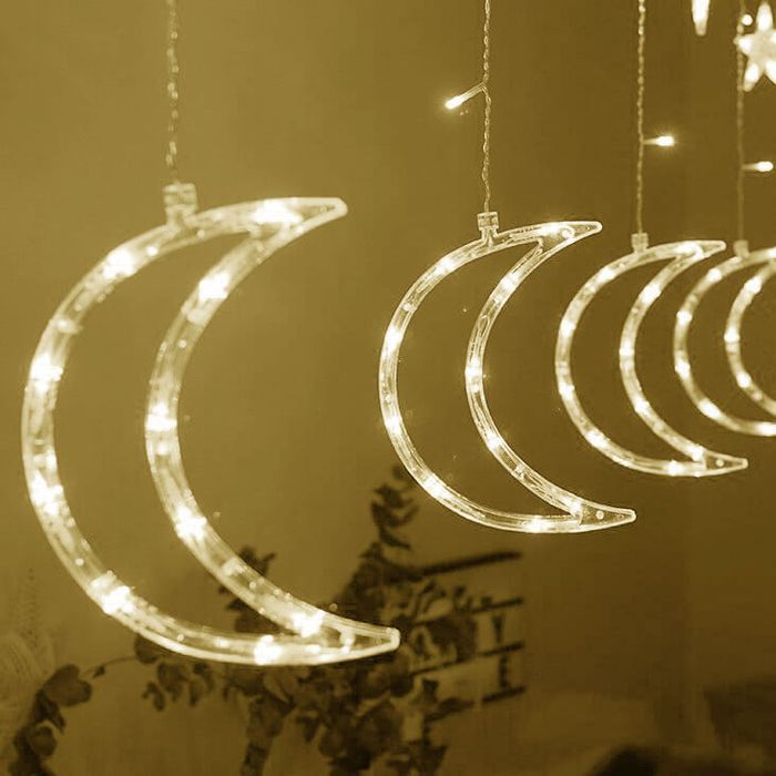 Lampki Księżyce Gwiazdki Świąteczne Światełka Kurtyna 96Led