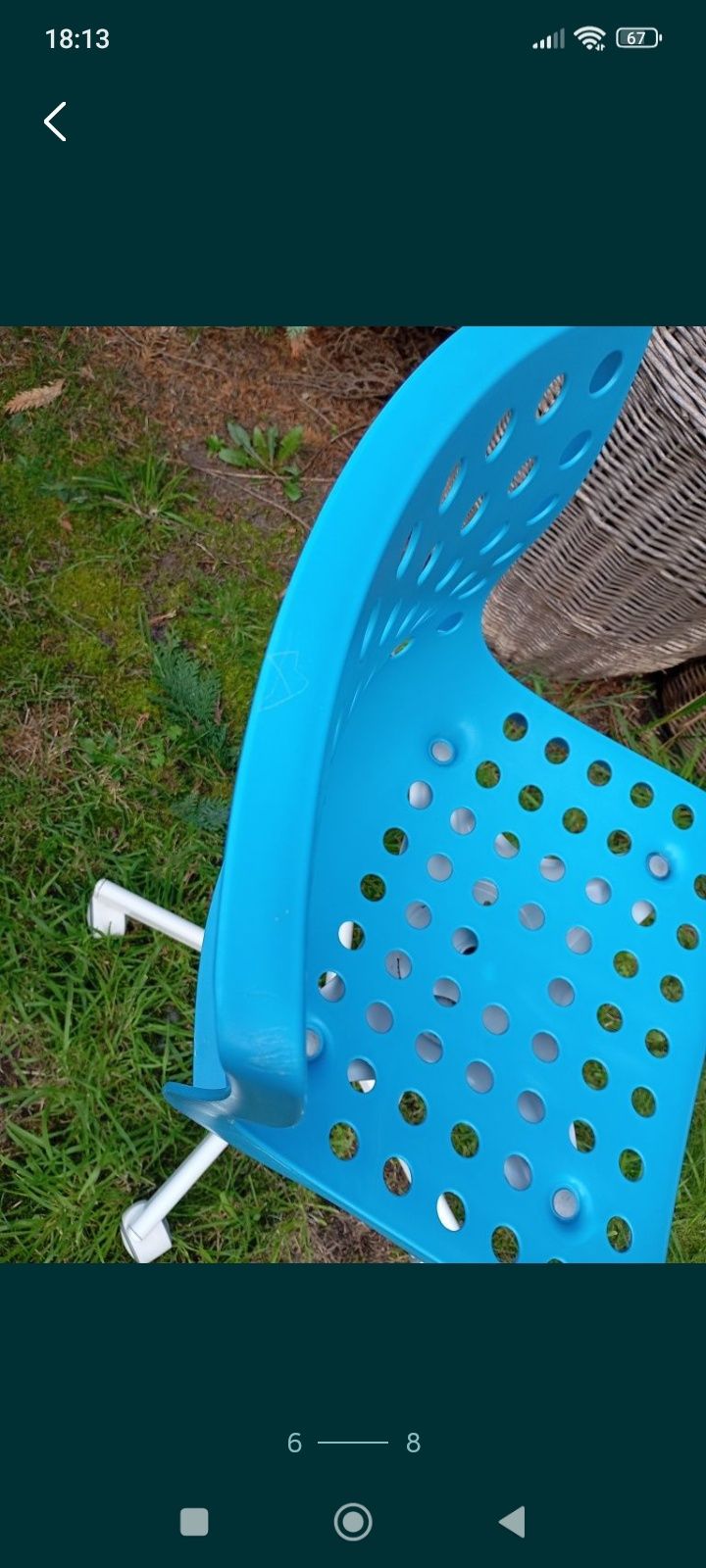 Niebieskie krzesło obrotowe, biurkowe IKEA