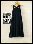 915. r.M. Massimo Dutti. Czarna trapezowa rozkloszowana midi sukienka