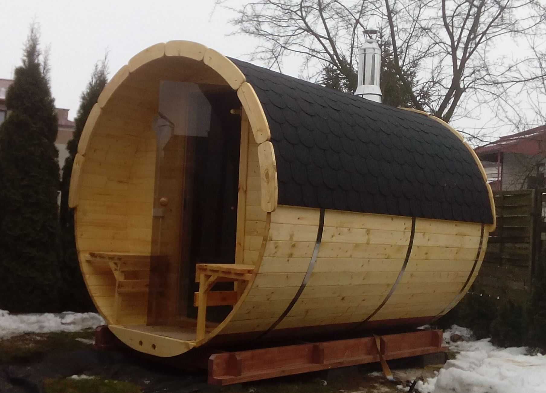 Sauna Beczka 300cm Garden Barrel Sauna Ogrodowa z Piecem - Producent !