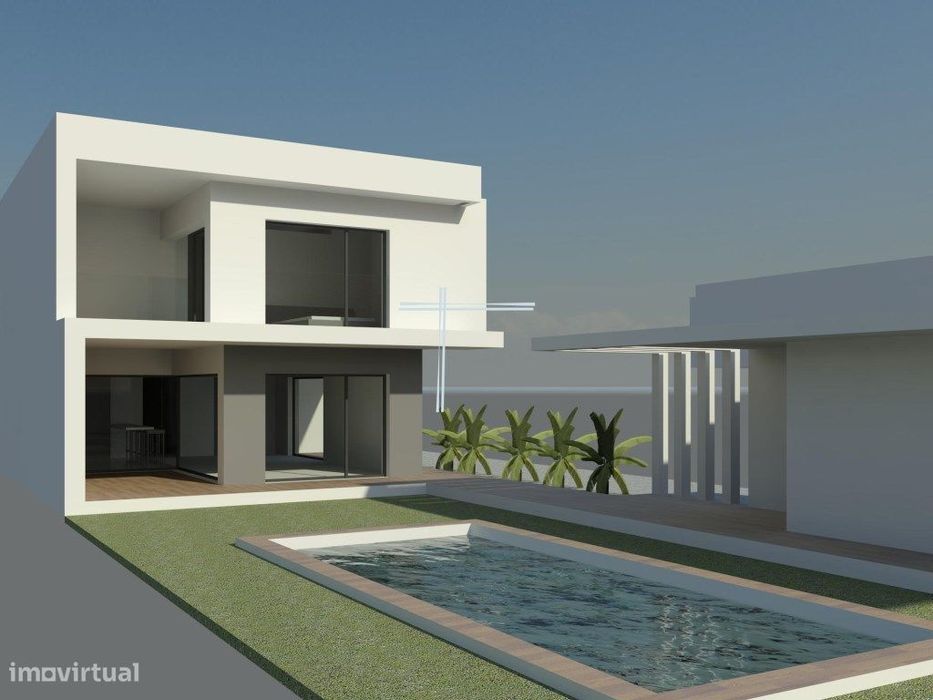 Moradia Geminada T4, arquitetura contemporânea com garagem e piscin...