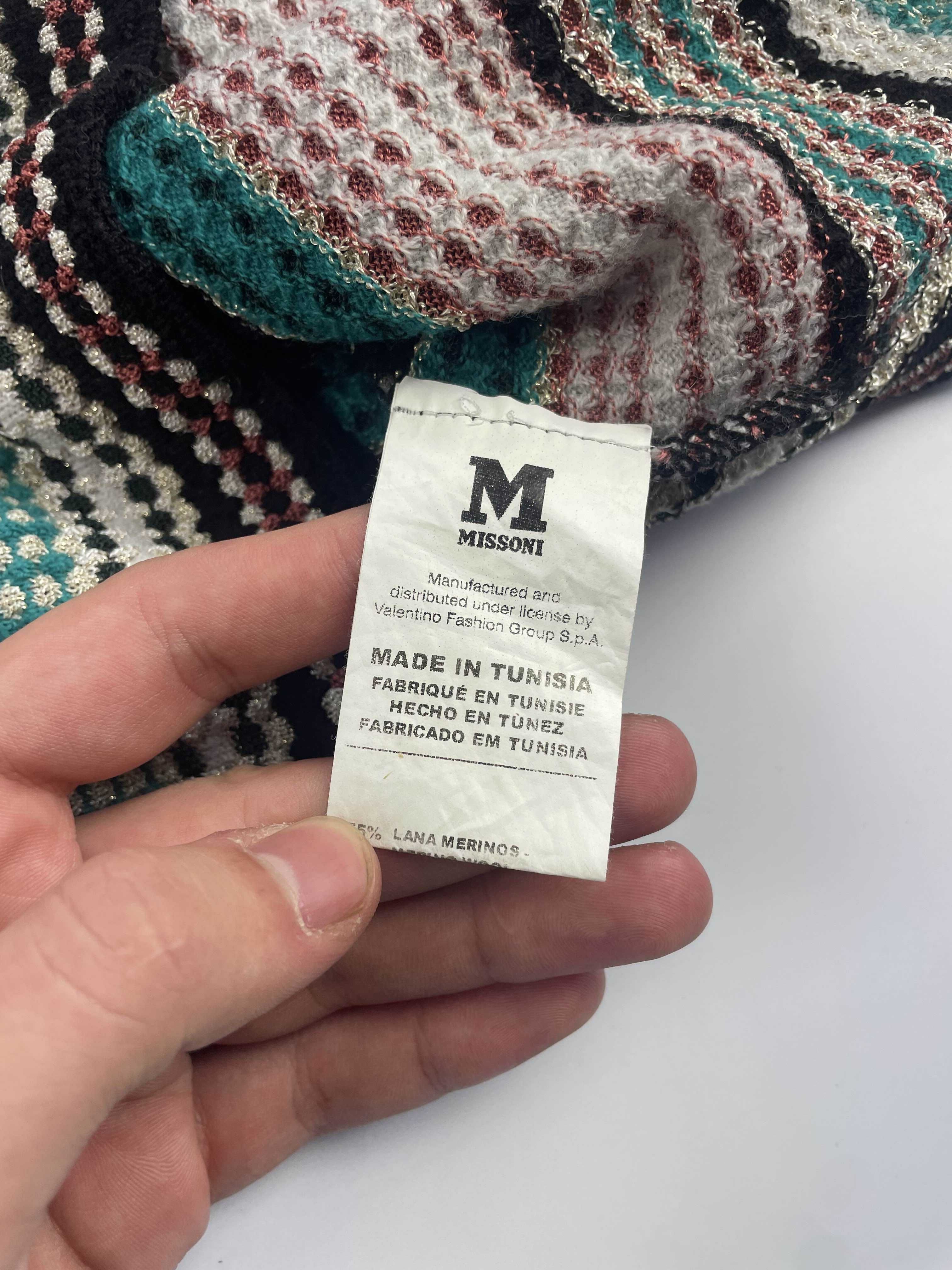 M missoni wielokolorowy damski sweter w serek wełniany