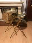 Mesas decorativas de apoio, dourado com espelho