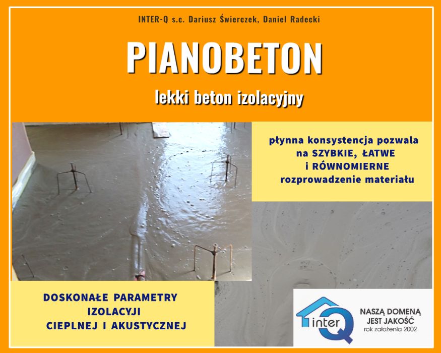 WYLEWKI, anhydrytowe, cementowe, szlichty PIANOBETON, na ogrzewanie