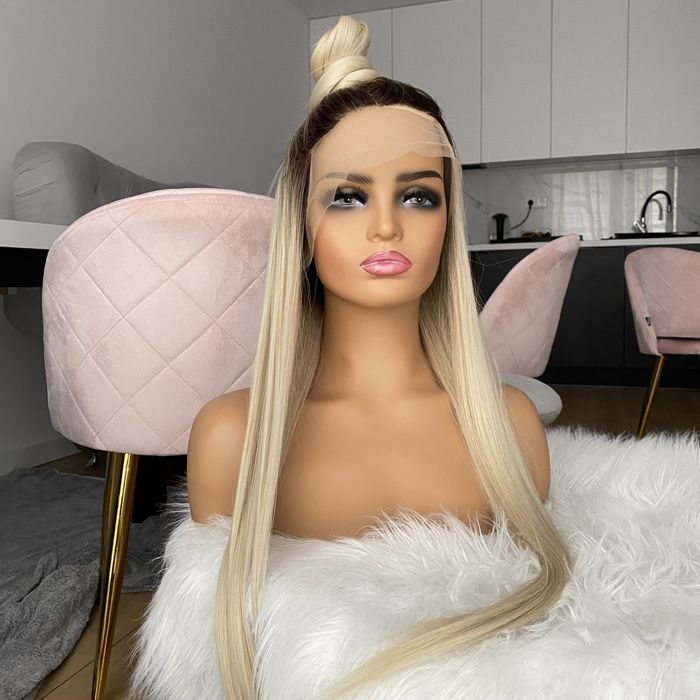 Peruka lace front blond 80 cm
