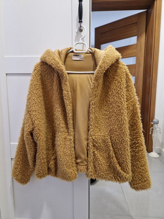 Musztardowa bluza kurtka miś S pull and bear