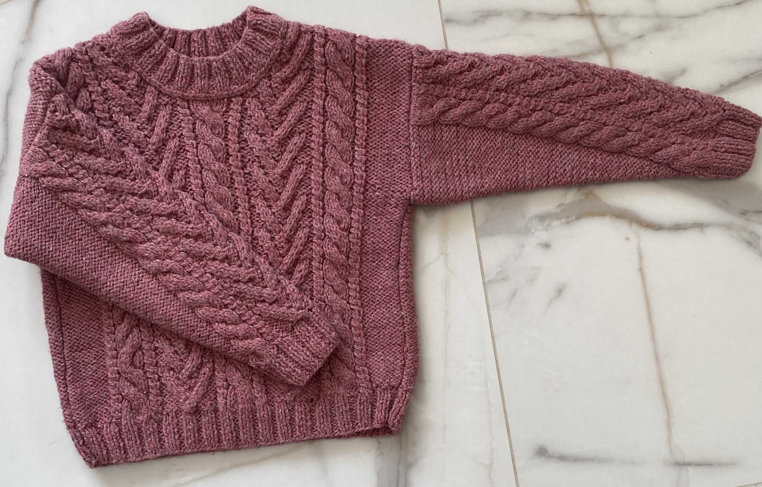 Handmade sweter 110-116 cm 5-6 lat SUPER modna dziewczynka brudny róż