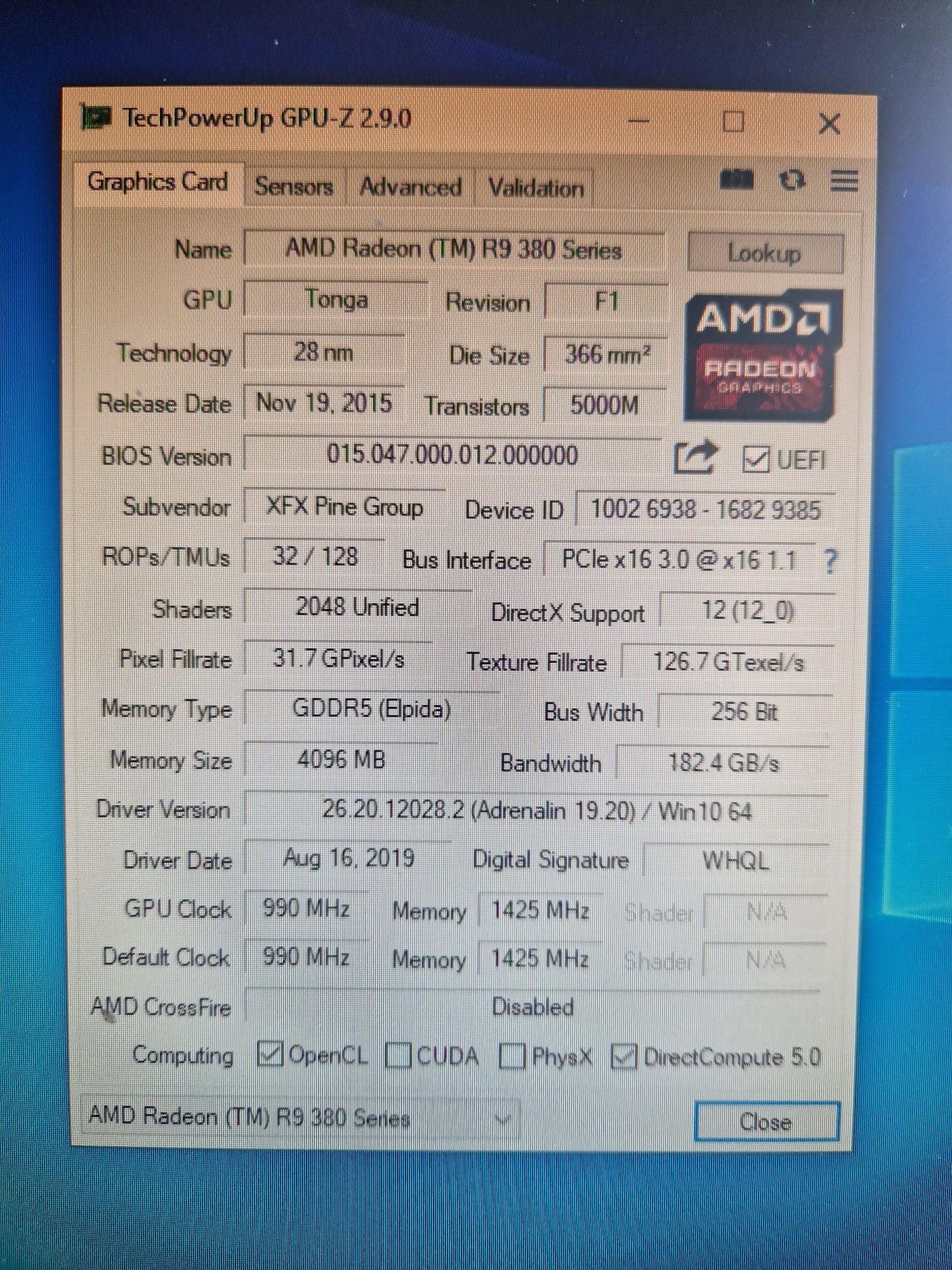 Відеокарта XFX R9 380X 4gb 256BIT GDDR5 Стан гарний Тести на фото