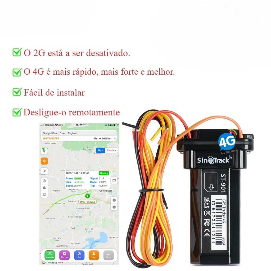 GPS 4G para Carro/Moto com Alarme, Motor Remoto e APP