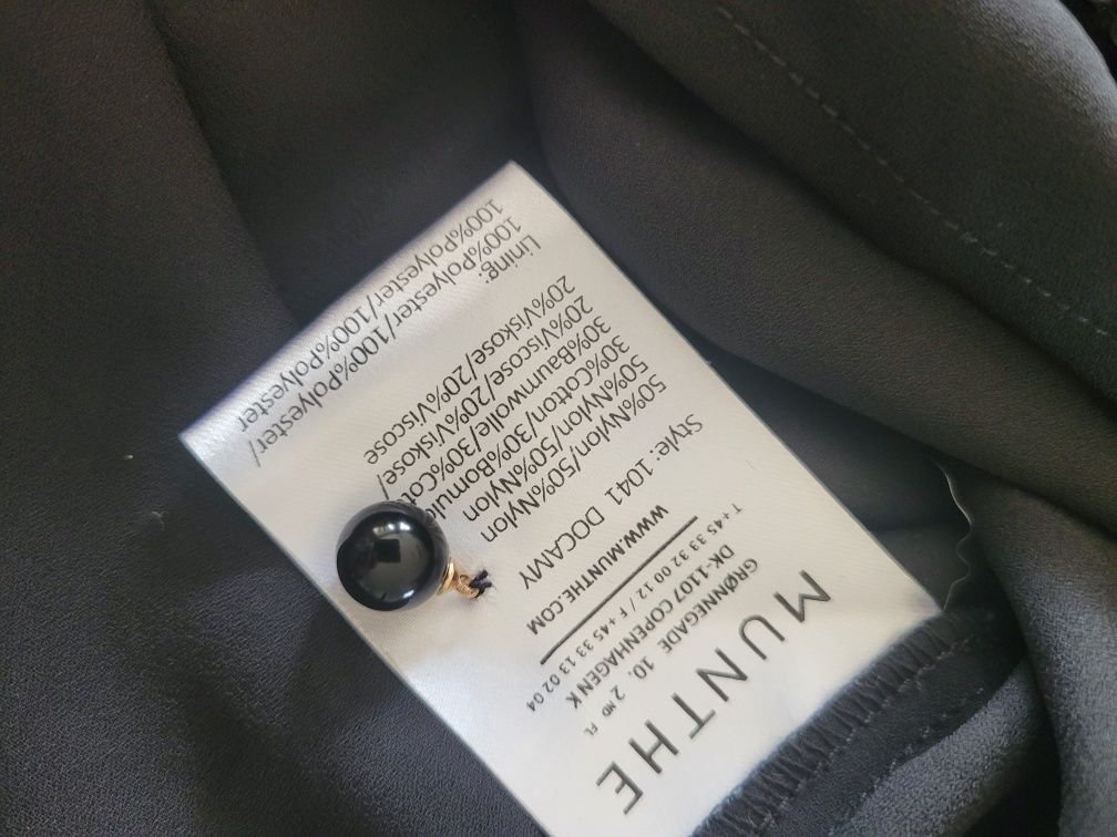 Czarna koronkowa koszula oversize bufiaste rękawy premium Munthe