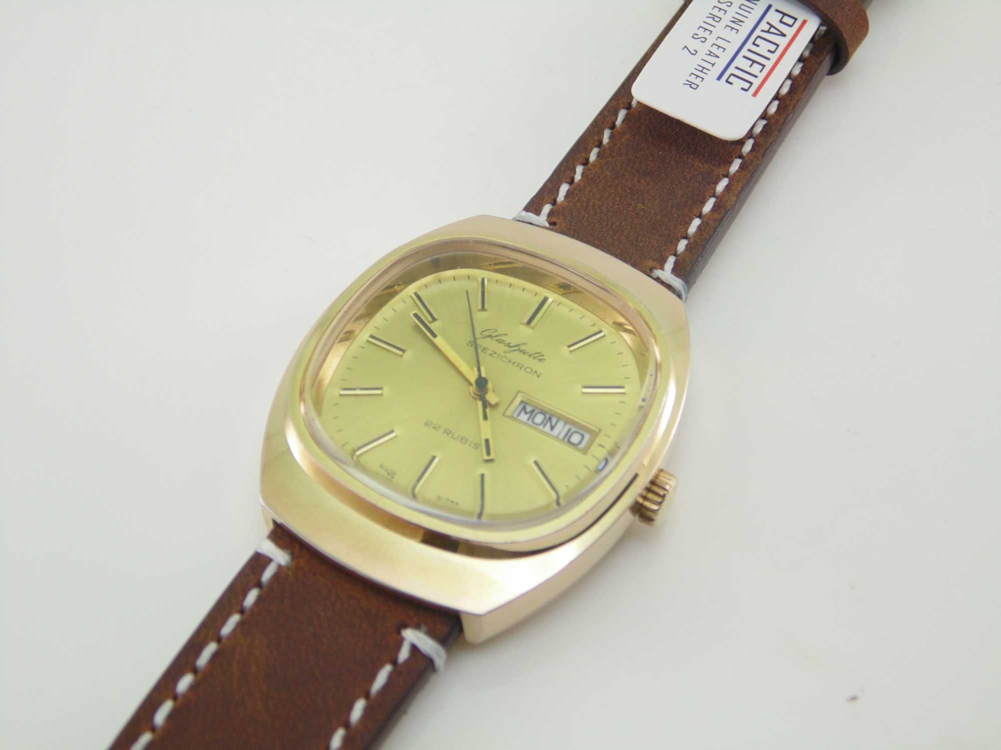 Niemiecki mechaniczny zegarek Glashutte spezichron . automatic 22 kam.