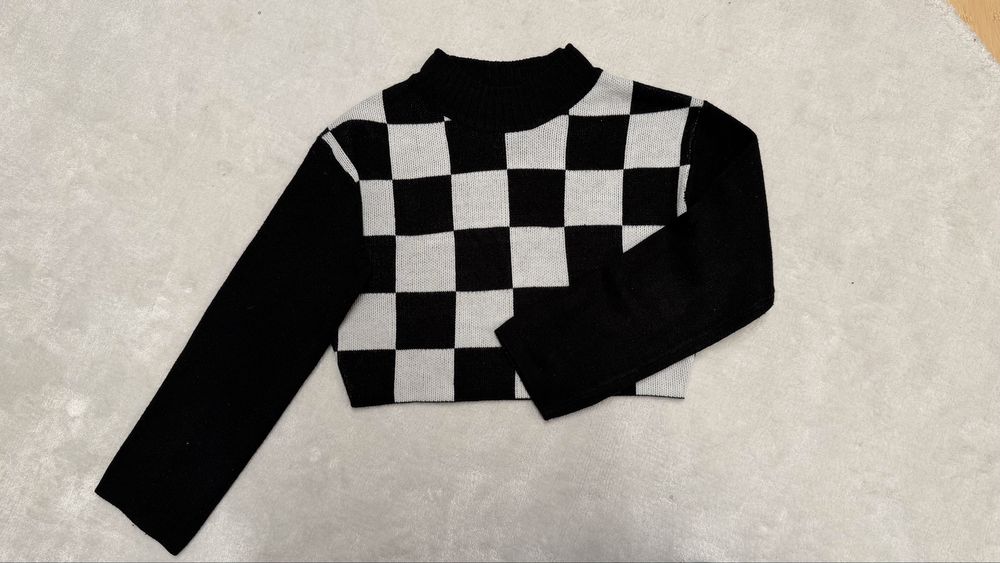 H&M sweter szachownica modny ciepły  wensday 134/140 9/10 l jesień