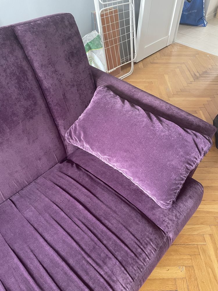 Rozkładana sofa kanapa fioletowa