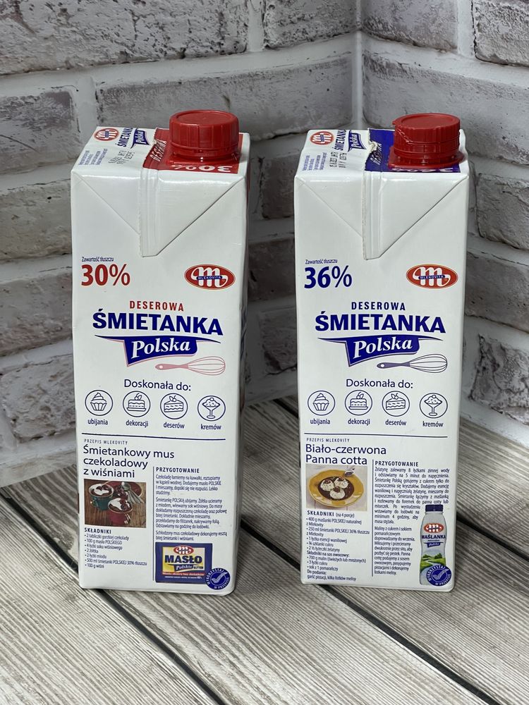 Вершки Mlekovita 30 та 36 % 1 літр