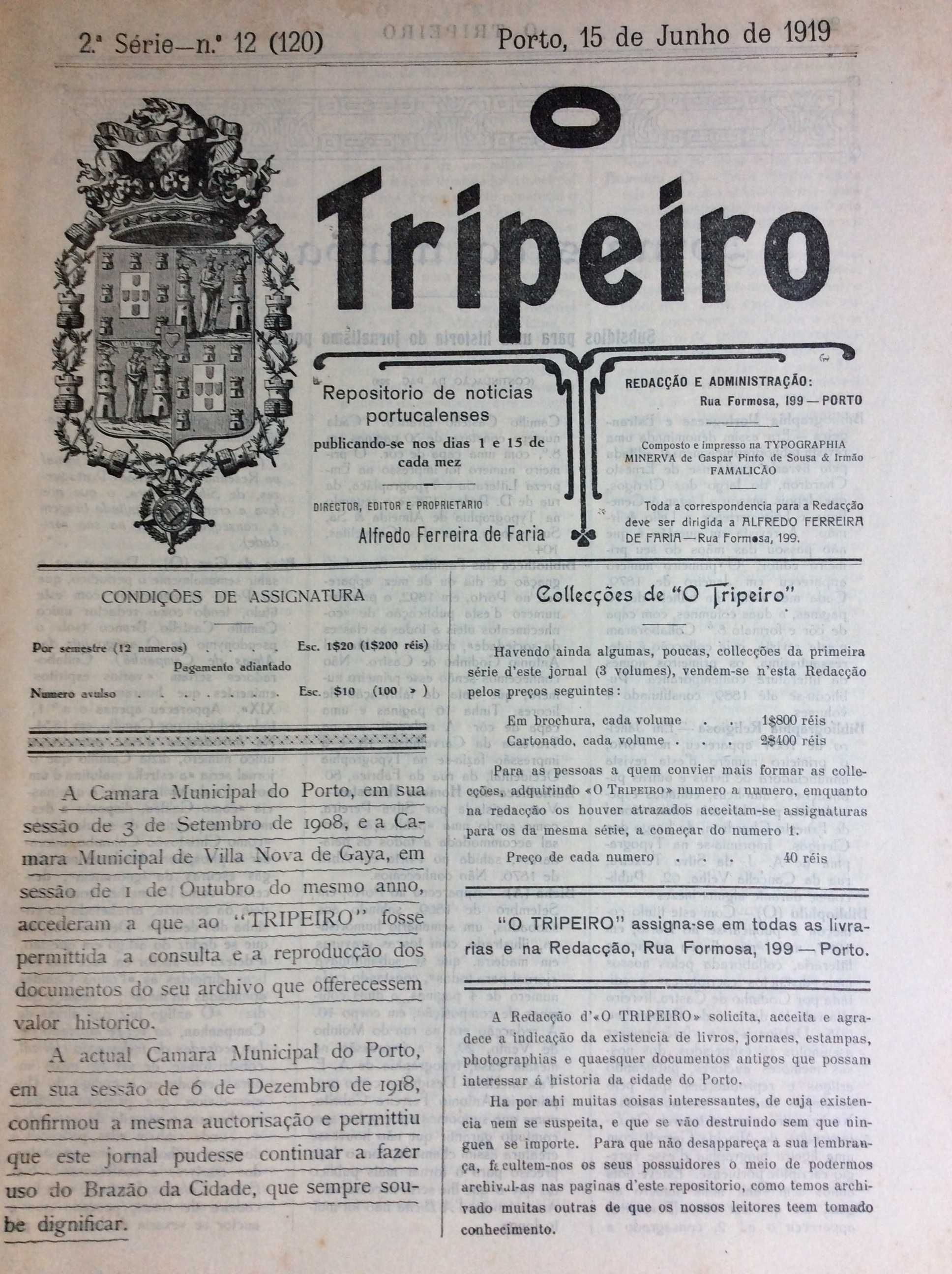 Um pouco da história do Porto e arredores, 1919. Edição escassa
