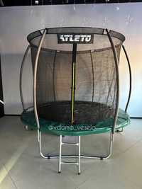 Батут Atleto 252 см з внутрішньою сіткою, стійки вигнутими дугами