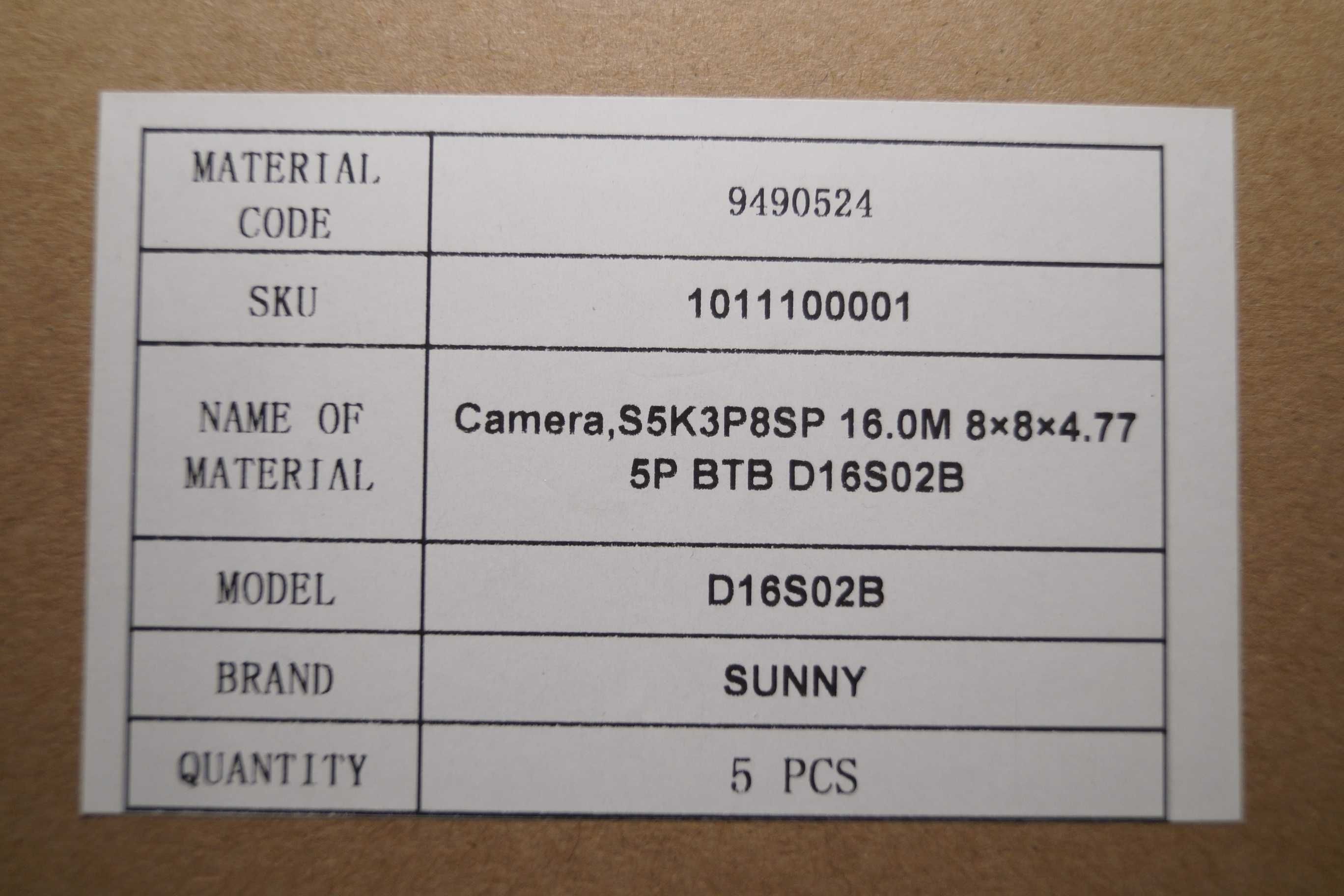 Kamera do ONEPLUS S5K358SP 16.0M 8x8x4.77 5P BTB D16S02B