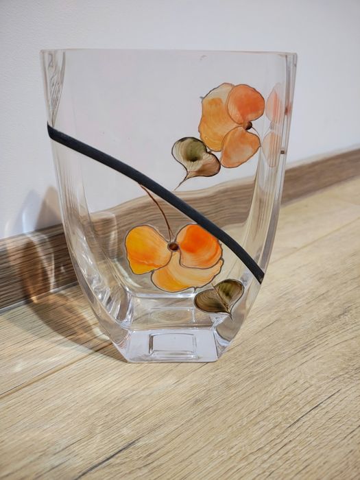 Wazon szklany ręcznie malowany