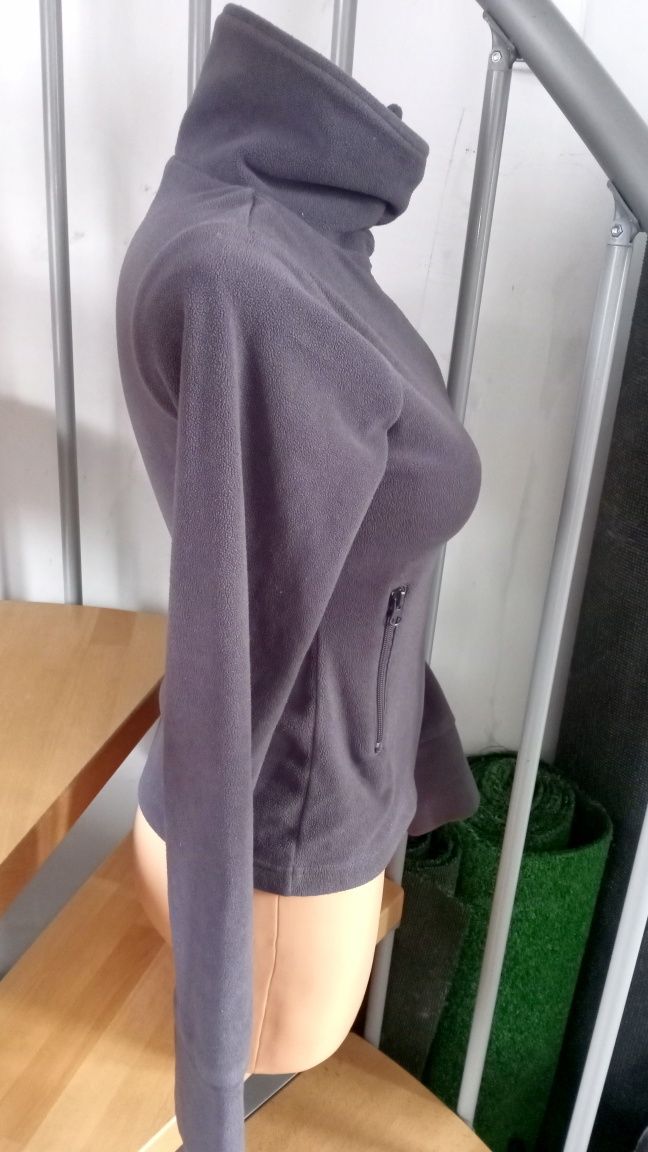 Bluza polarowa stalowa golf suwak kieszenie kurtka
