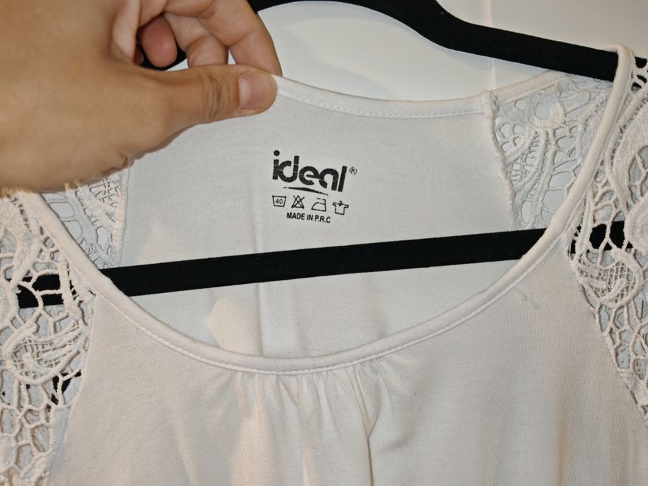 Biała bluzka na lato wiskoza koronka XL XXL