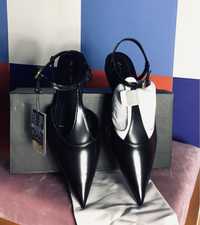 Plaskie buty Massimo Dutti, czarne, skóra, 37, 38