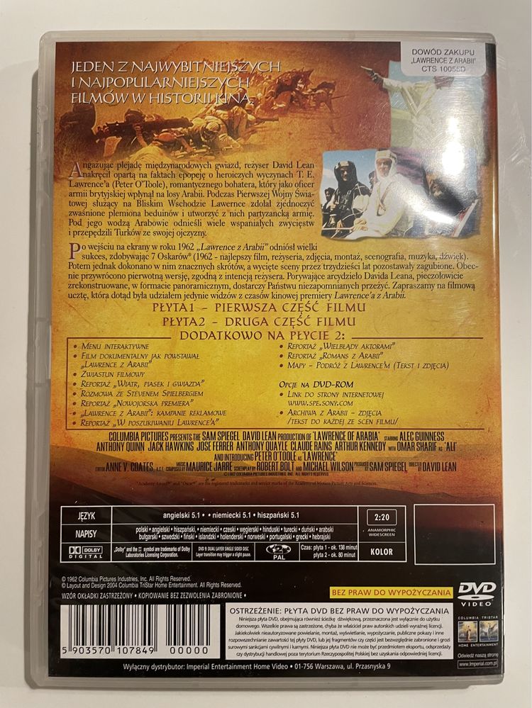 Film Lawrence z Arabii płyta DVD