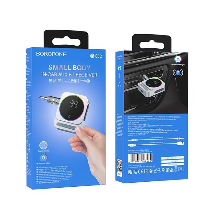 Borofone Odbiornik dźwięku Bluetooth AUX BC52 True Way srebrny
