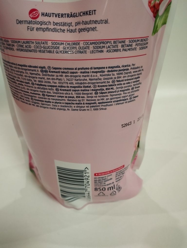 Balea uzupełniacz do mydła z pompką malina z magnolią 850 ml