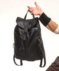 Дизайнерский миланский рюкзак из лайковой кожи Италия чёрный
