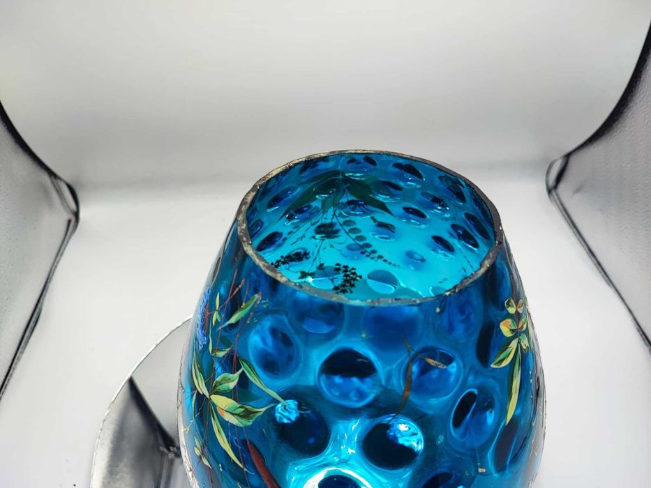 Secesyjny klosz na lampa świecowa,malowany