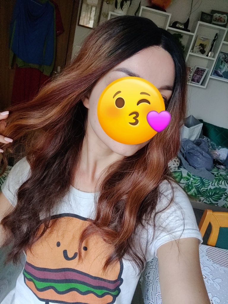 Peruka ombre brąz falowana lace front na siateczce