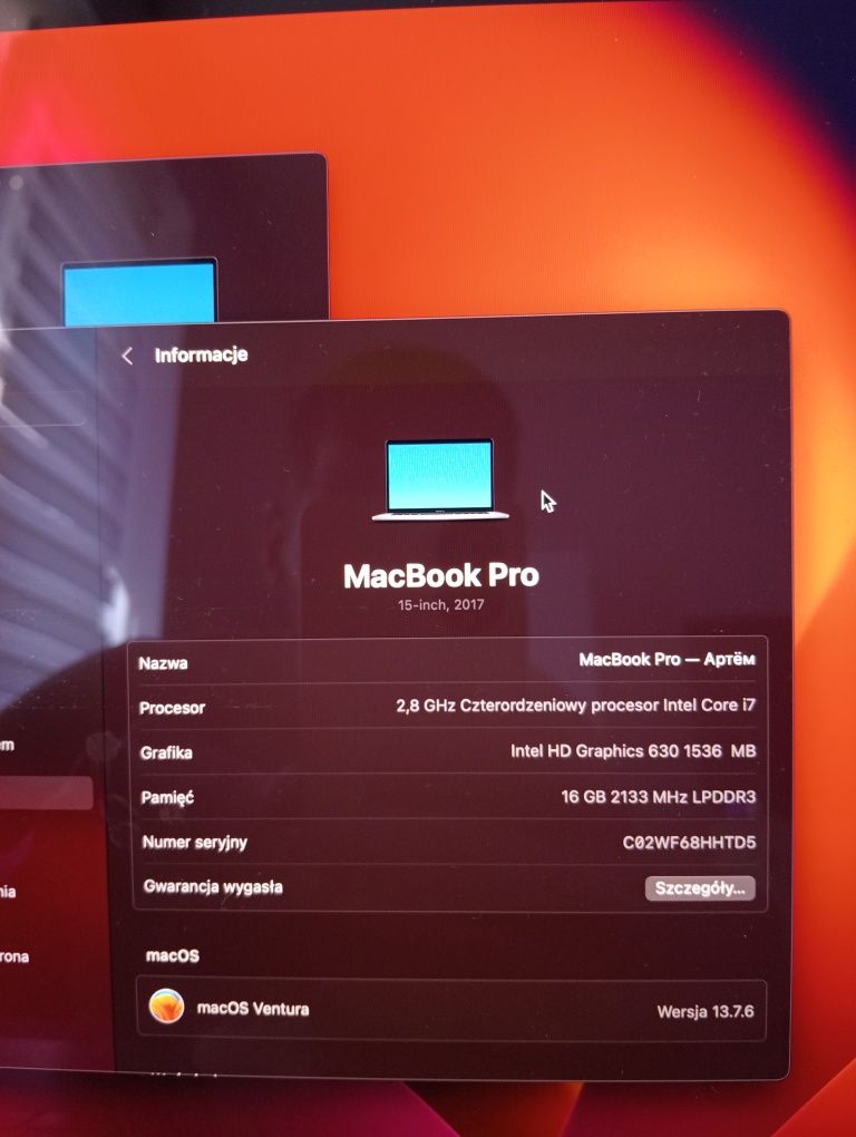 Apple MacBook Pro 15" 2017