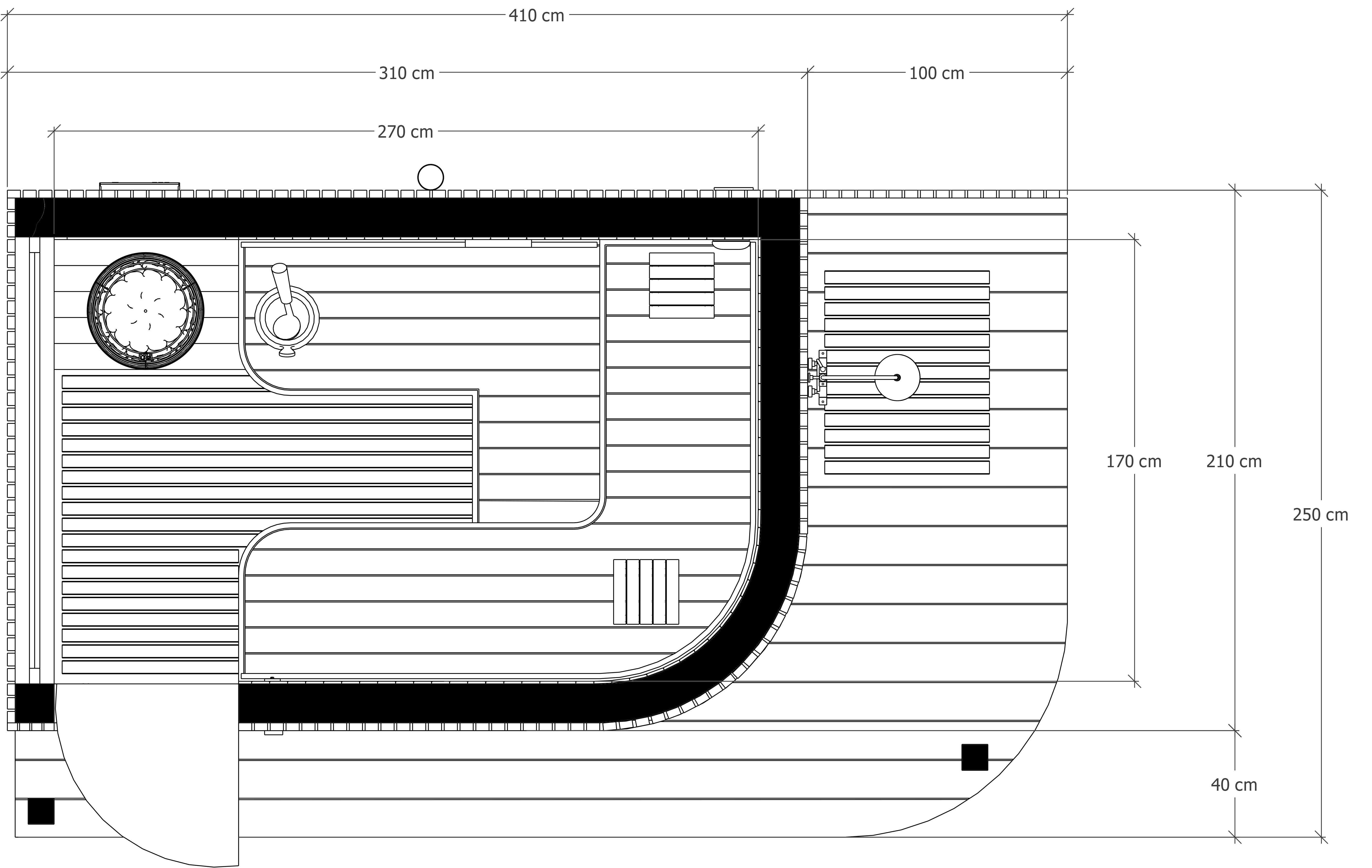 Sauna ogrodowa Alto 410 cm x 250 cm