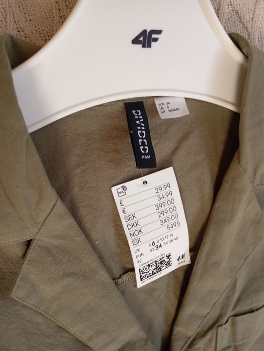 H&M XS-S Bawełniany NOWY kombinezon zieleń khaki