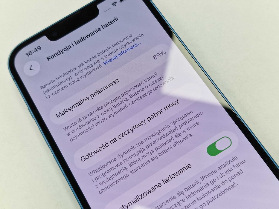 Iphone 13 256GB/ Blue/ Niebieski/ BAT 89%/ Grade A- + ładowarka