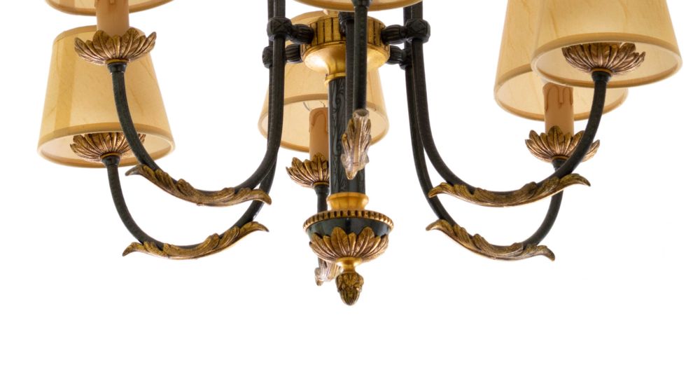 Candeeiro bronze dourado seis braços | século XX