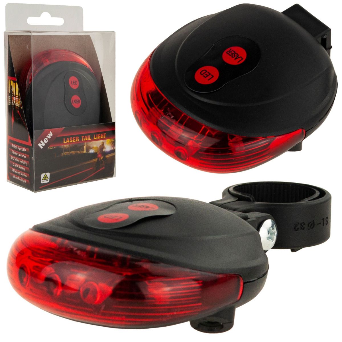 hh74 lampka rowerowa tylna laserowa 5 led laser na tył lam
