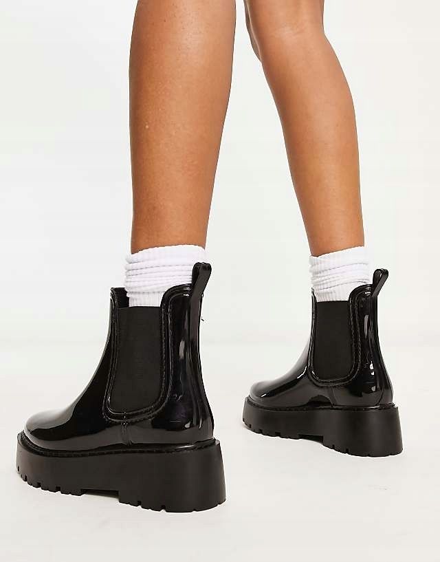 Asos Design 39 Czarne Kalosze Na Platformie Gadget H15532
